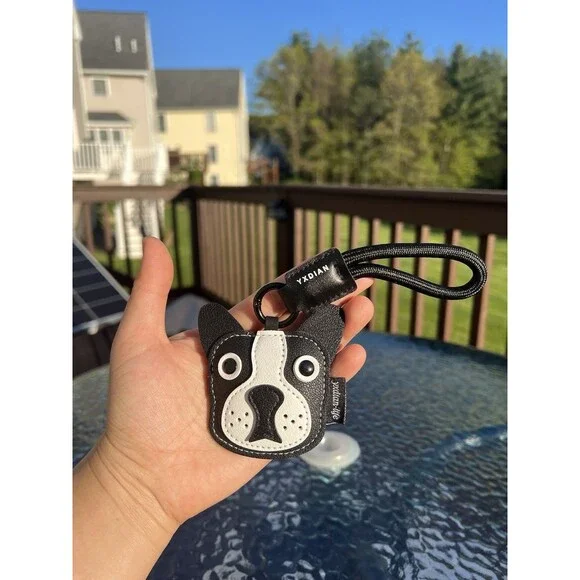 Cute Boston Terrier Puppy Dog Faux leather Keychain & Bag Charm NEW - Picture 2 of 8